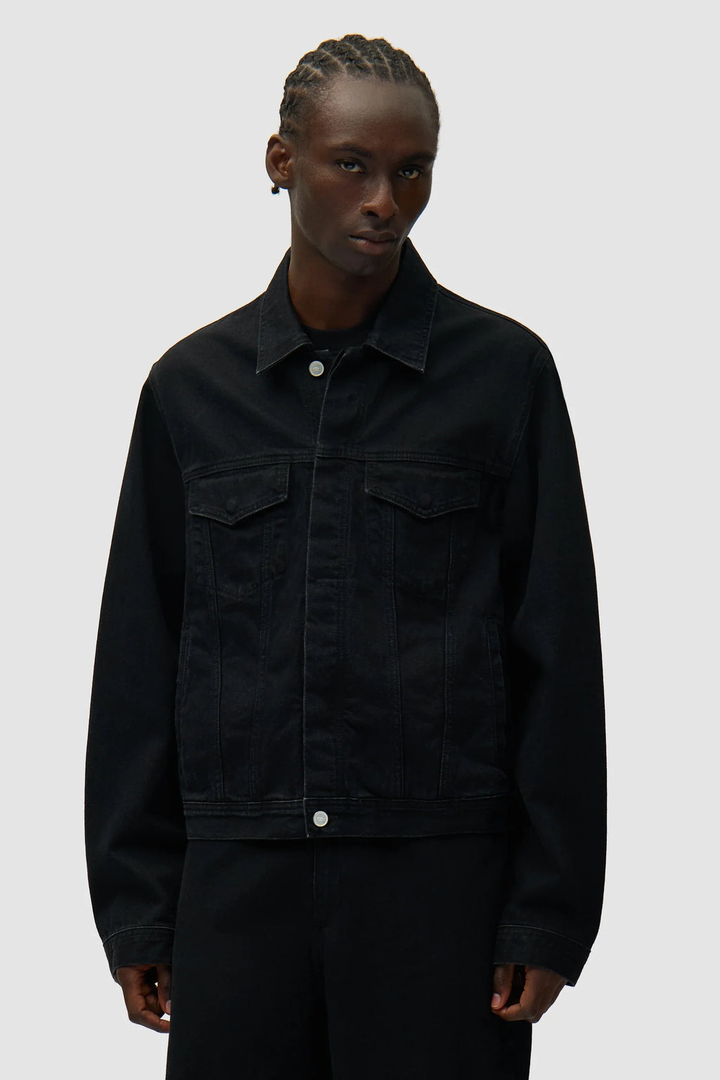 Arte - Veste en jean Circle logo Denim Noir