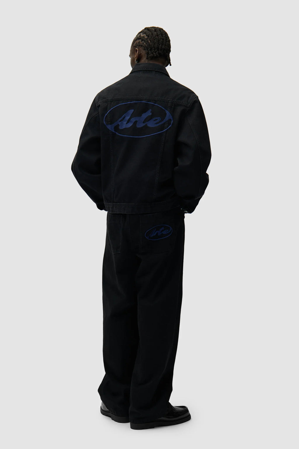 Arte - Veste en jean Circle logo Denim Noir