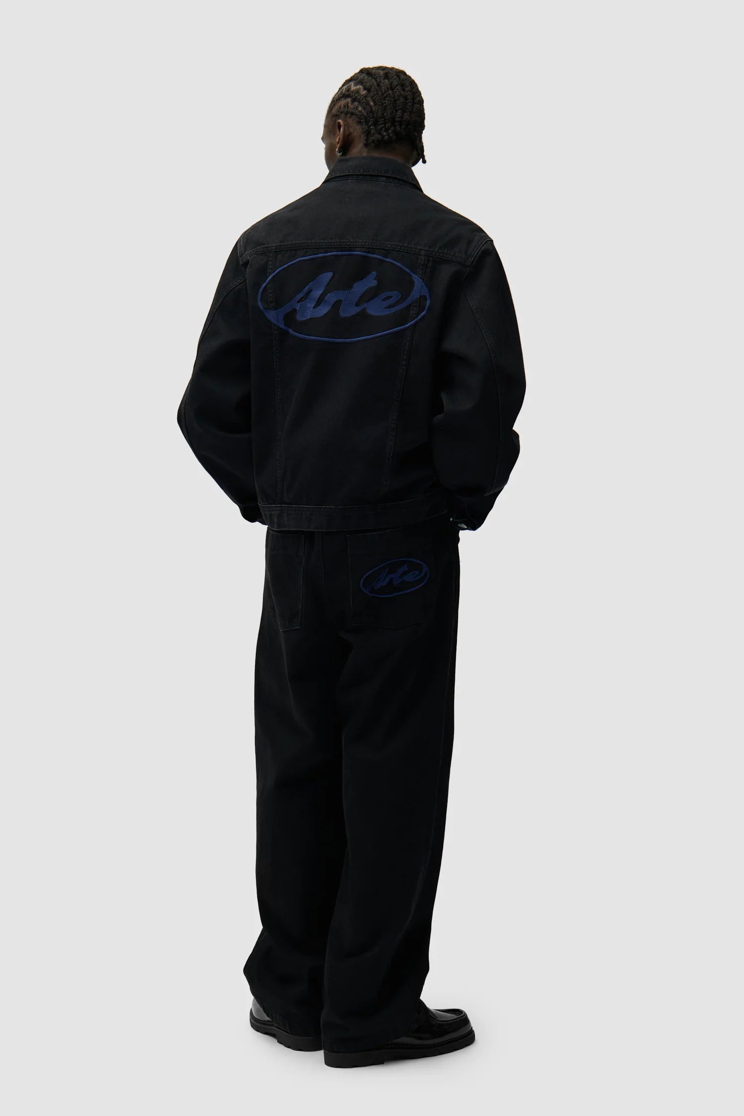 Arte - Veste en jean Circle logo Denim Noir