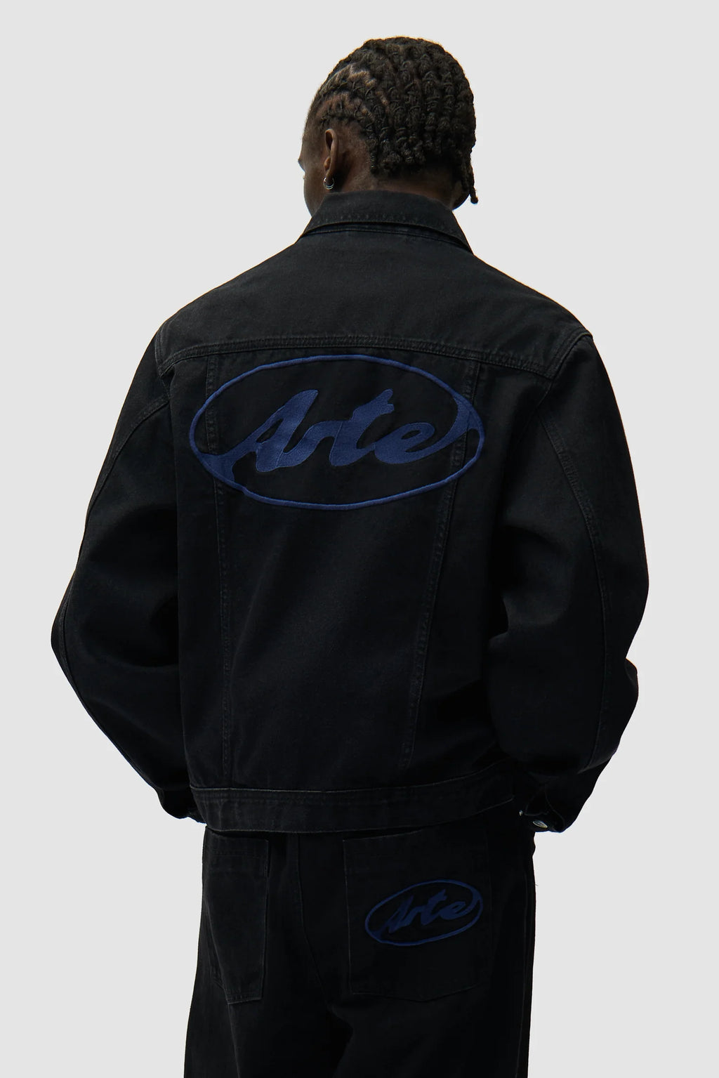 Arte - Veste en jean Circle logo Denim Noir