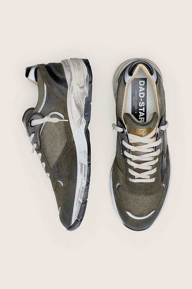 Golden Goose - Running Dad  New Daim Nappa Mesh Gris et étoile Noire
