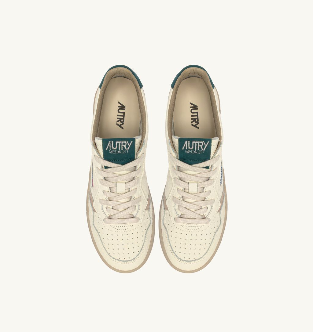 AUTRY - Basket Medalist Low cuir effet éléphant détails DarkSea/FeatGray