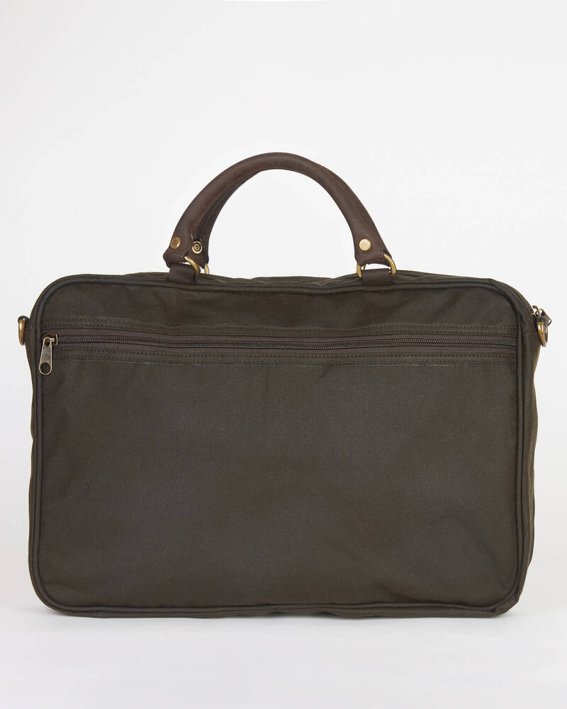 Barbour - Besace Wax Leather Briefcase Olive