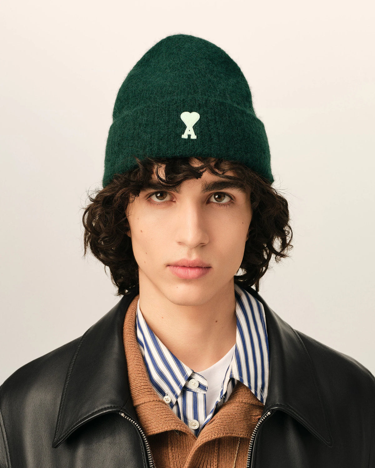 AMI - Bonnet Ami de Coeur Alpaga Vert Bouteille