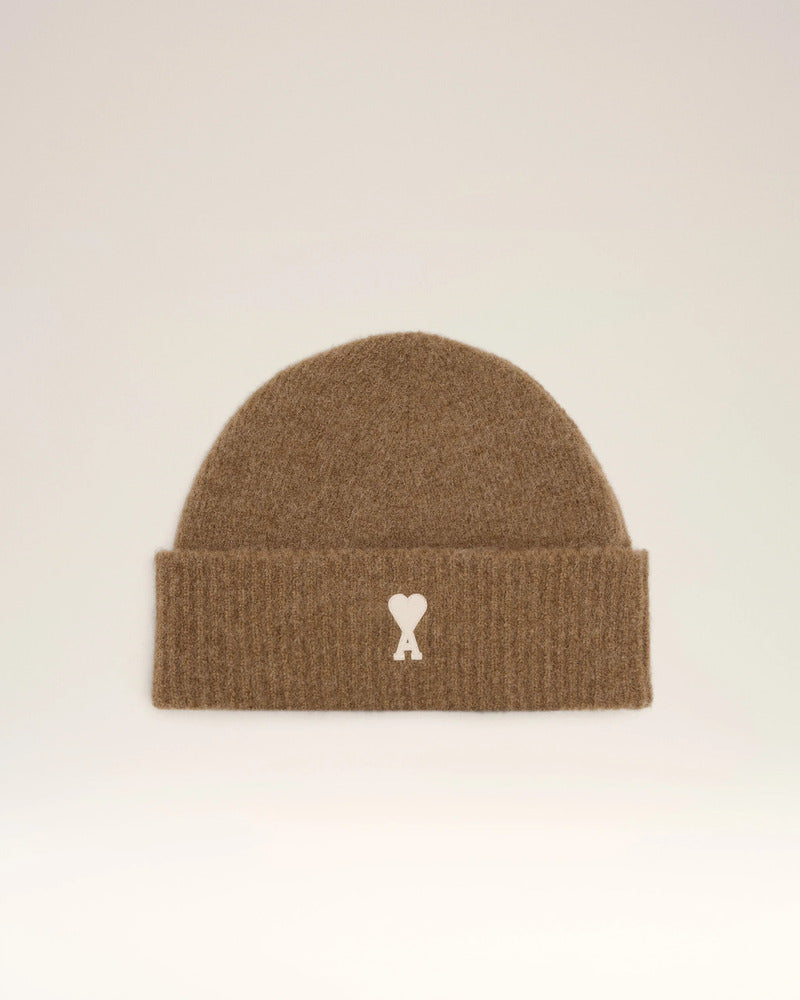 AMI - Bonnet Ami de coeur Alpaga Noisette/Ecru