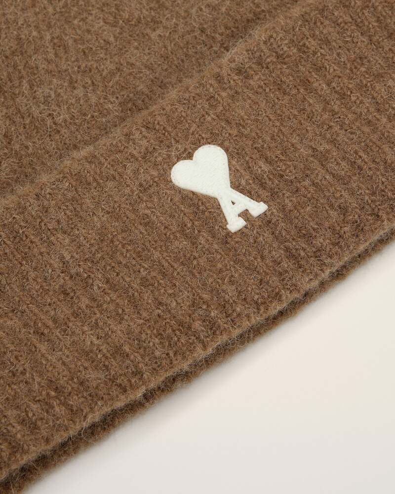 AMI - Bonnet Ami de coeur Alpaga Noisette/Ecru