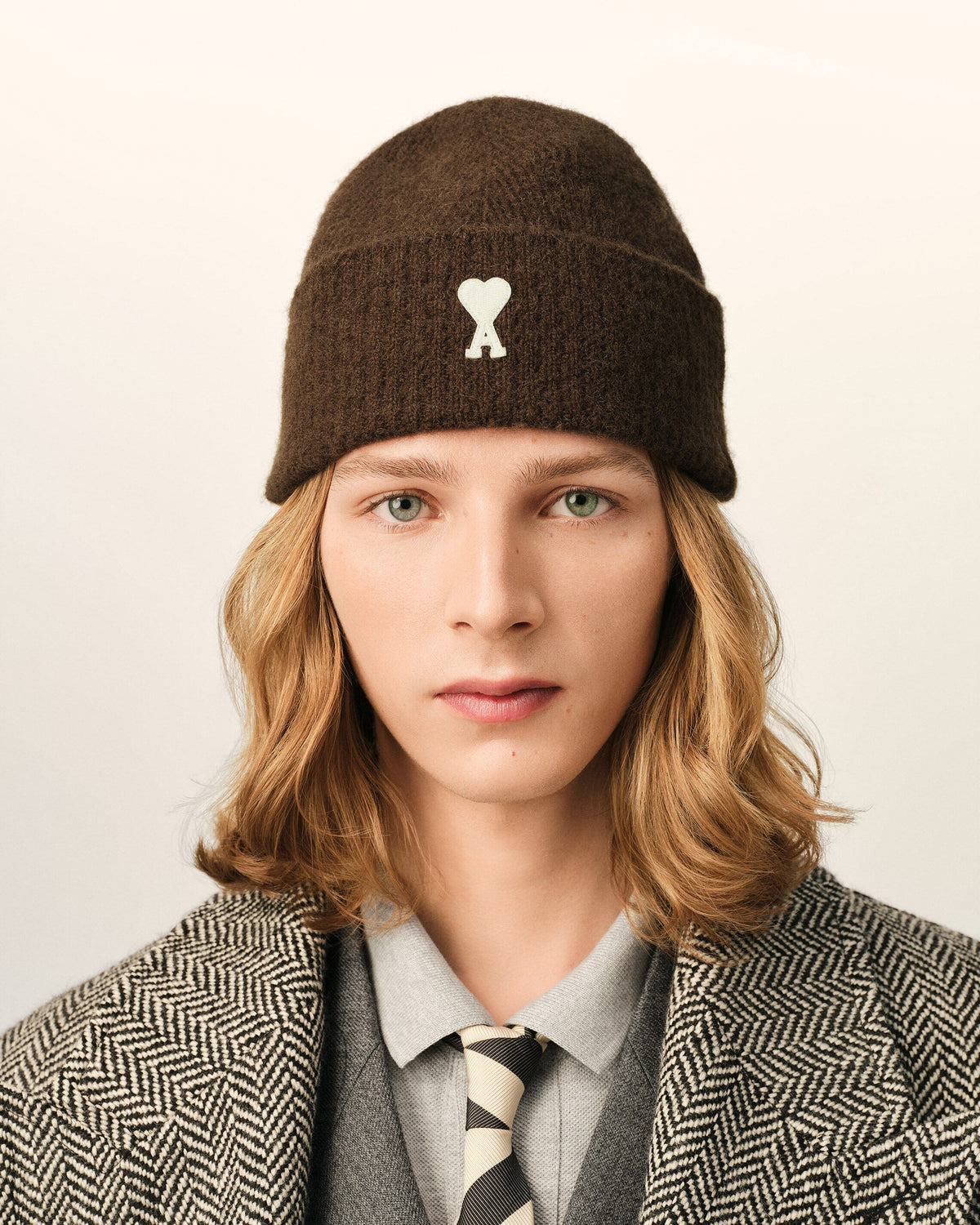 AMI - Bonnet Ami de Coeur Alpaga Marron Chocolat