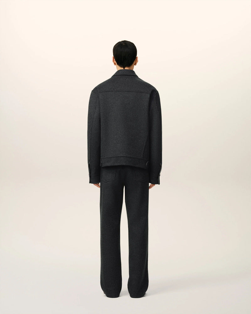 AMI - Veste Trucker en Laine Anthracite