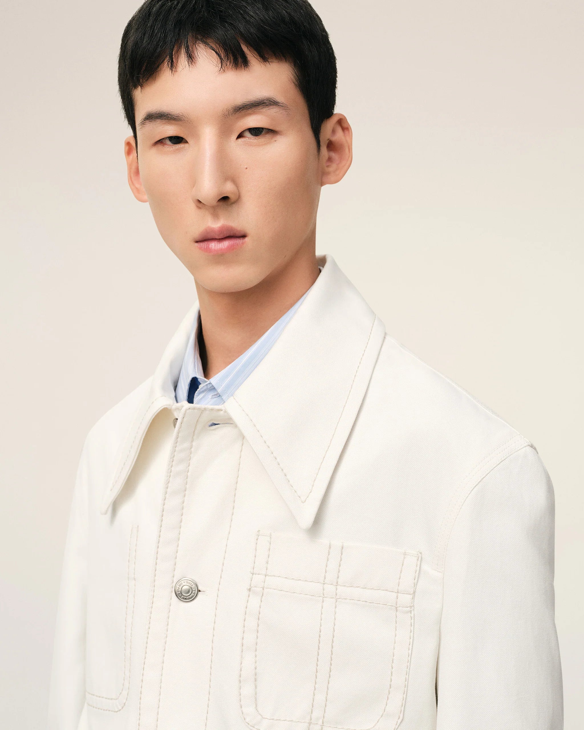 AMI - Veste Blanche Worker boutonée