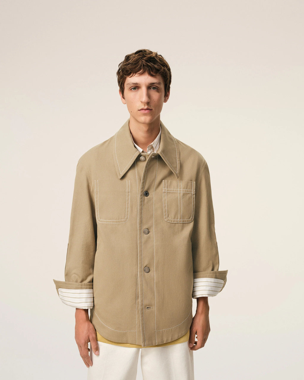 AMI - Veste Beige Worker boutonée