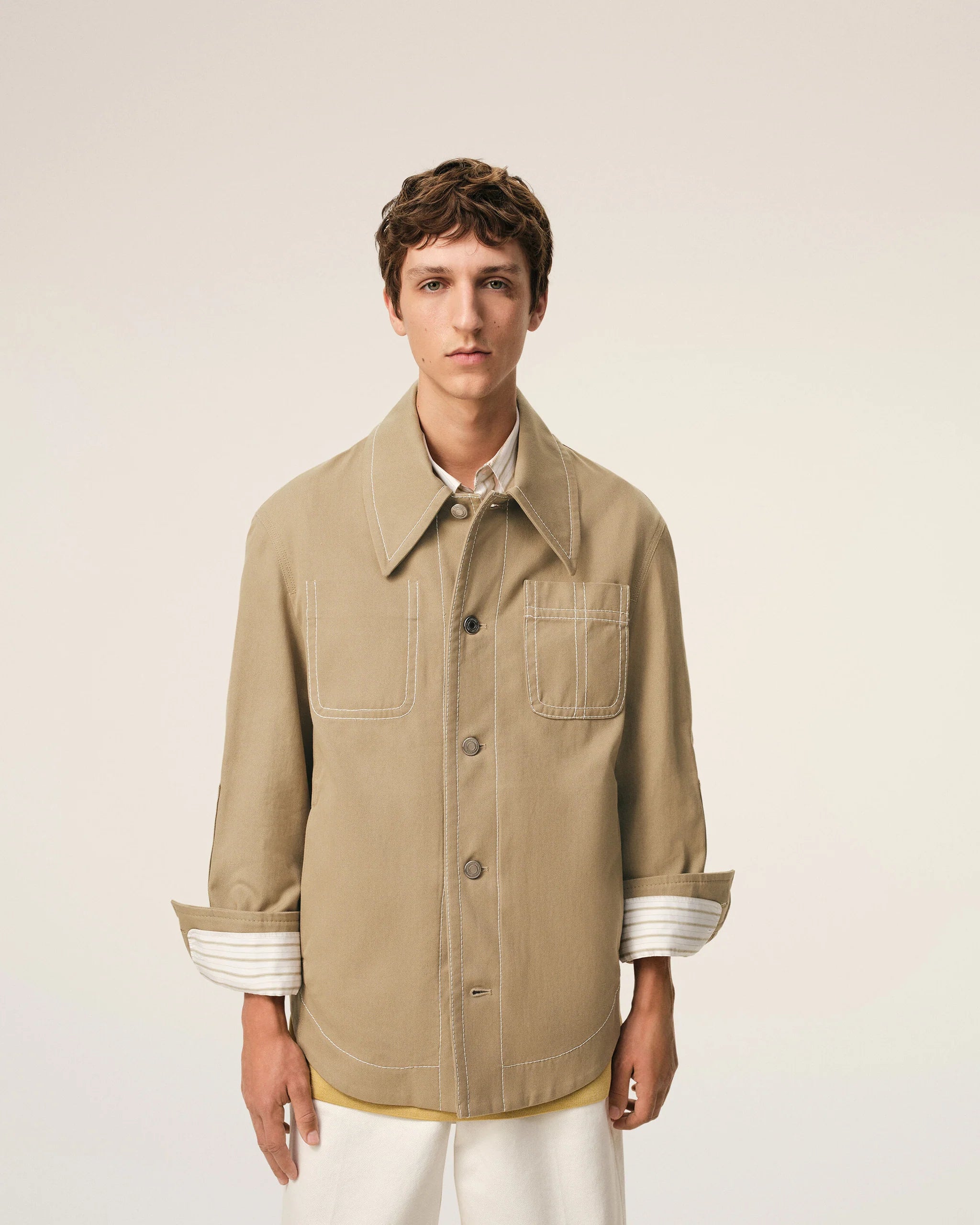 AMI - Veste Beige Worker boutonée