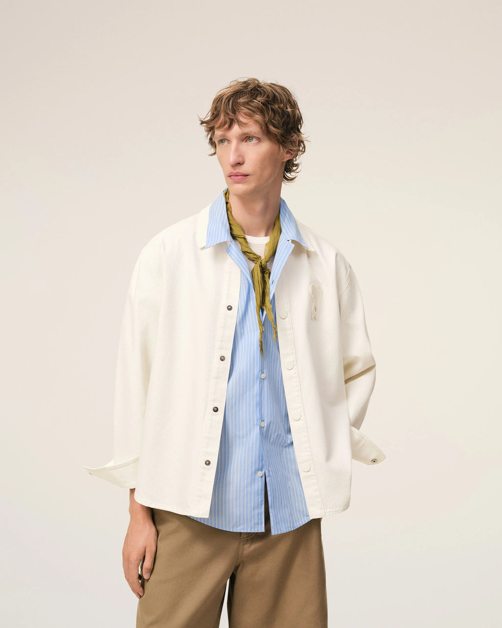 AMI - Surchemise Ami de Coeur en crochet Blanc Crème