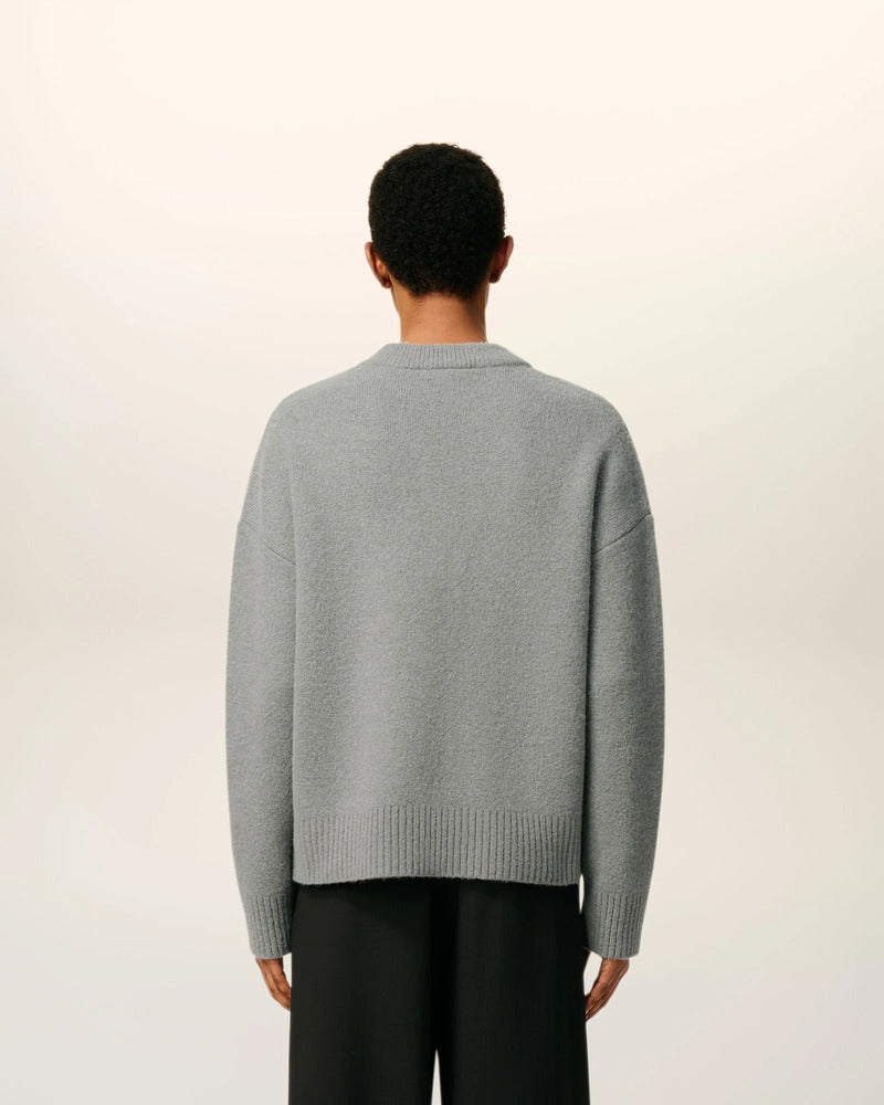 AMI - Cardigan Ami de Coeur Alpaga Gris/Ecru