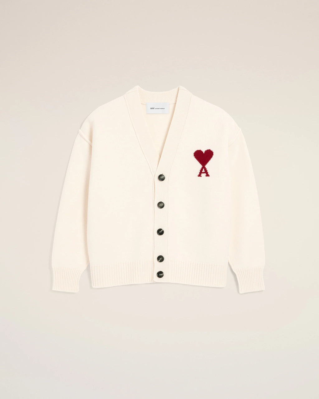 AMI - Cardigan V Neck Ami de coeur Ecru