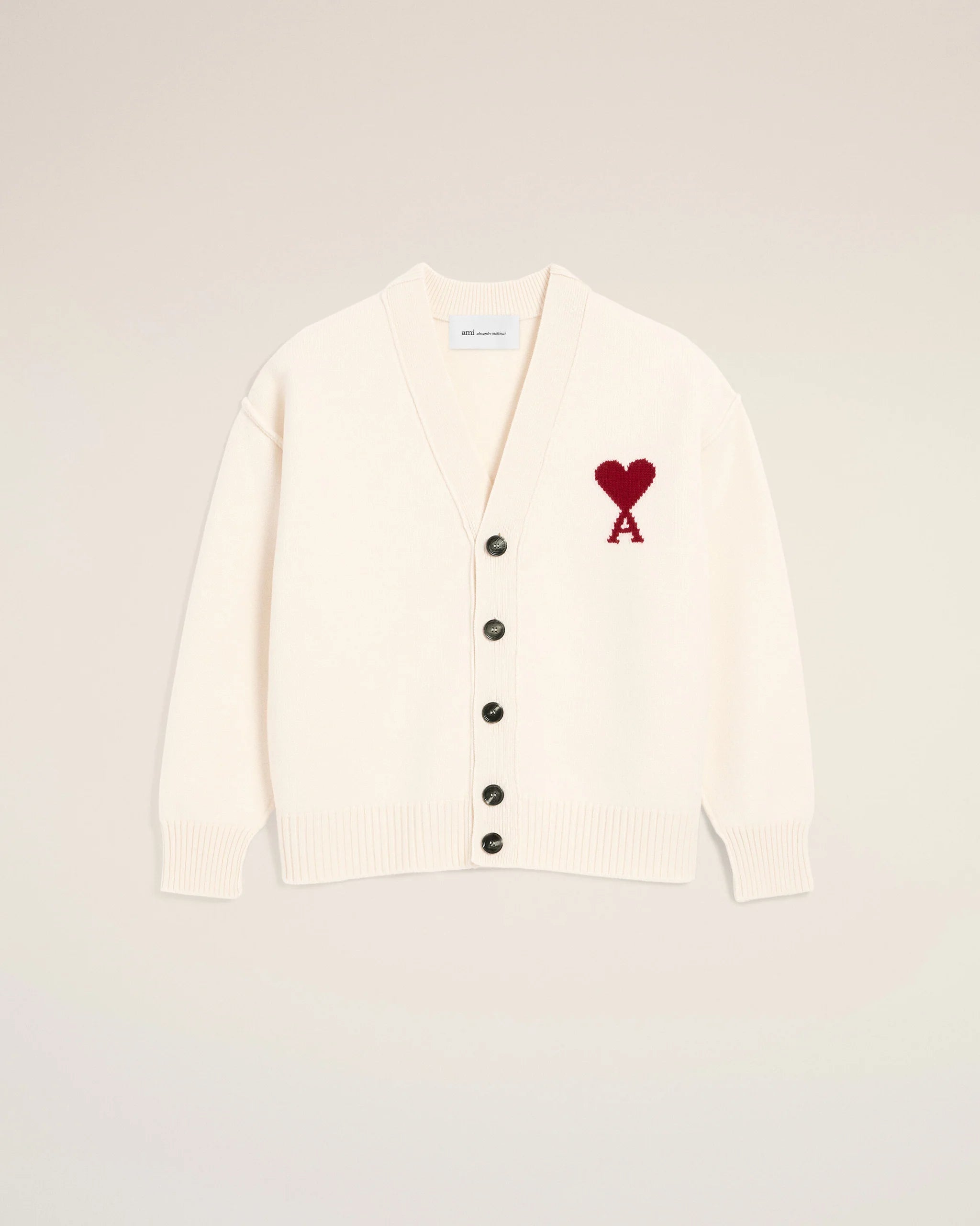 AMI - Cardigan V Neck Ami de coeur Ecru