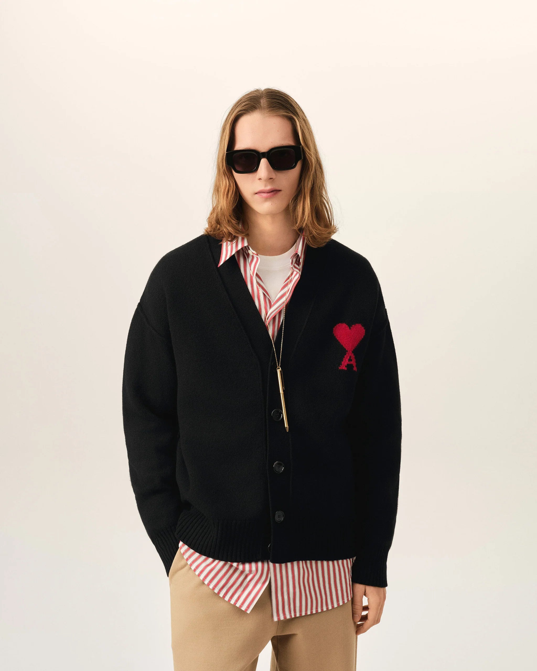 AMI - Cardigan V Neck Ami de coeur Noir