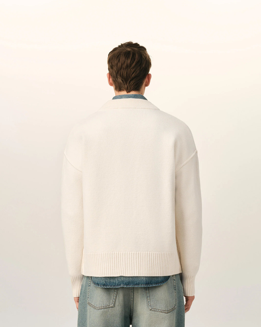 AMI - Cardigan V Neck Ami de coeur Ecru