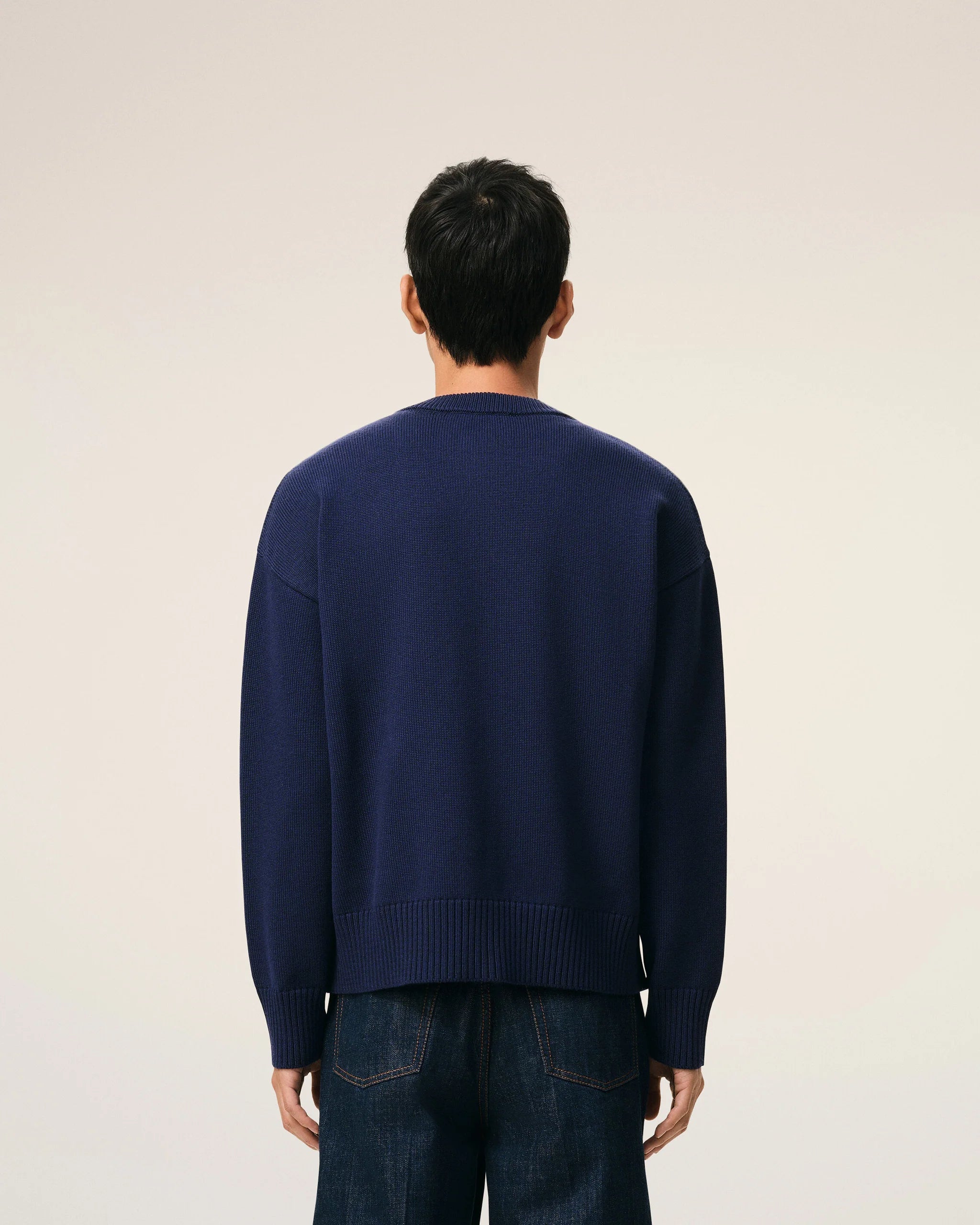 AMI - Cardigan col rond Ami de coeur Bleu