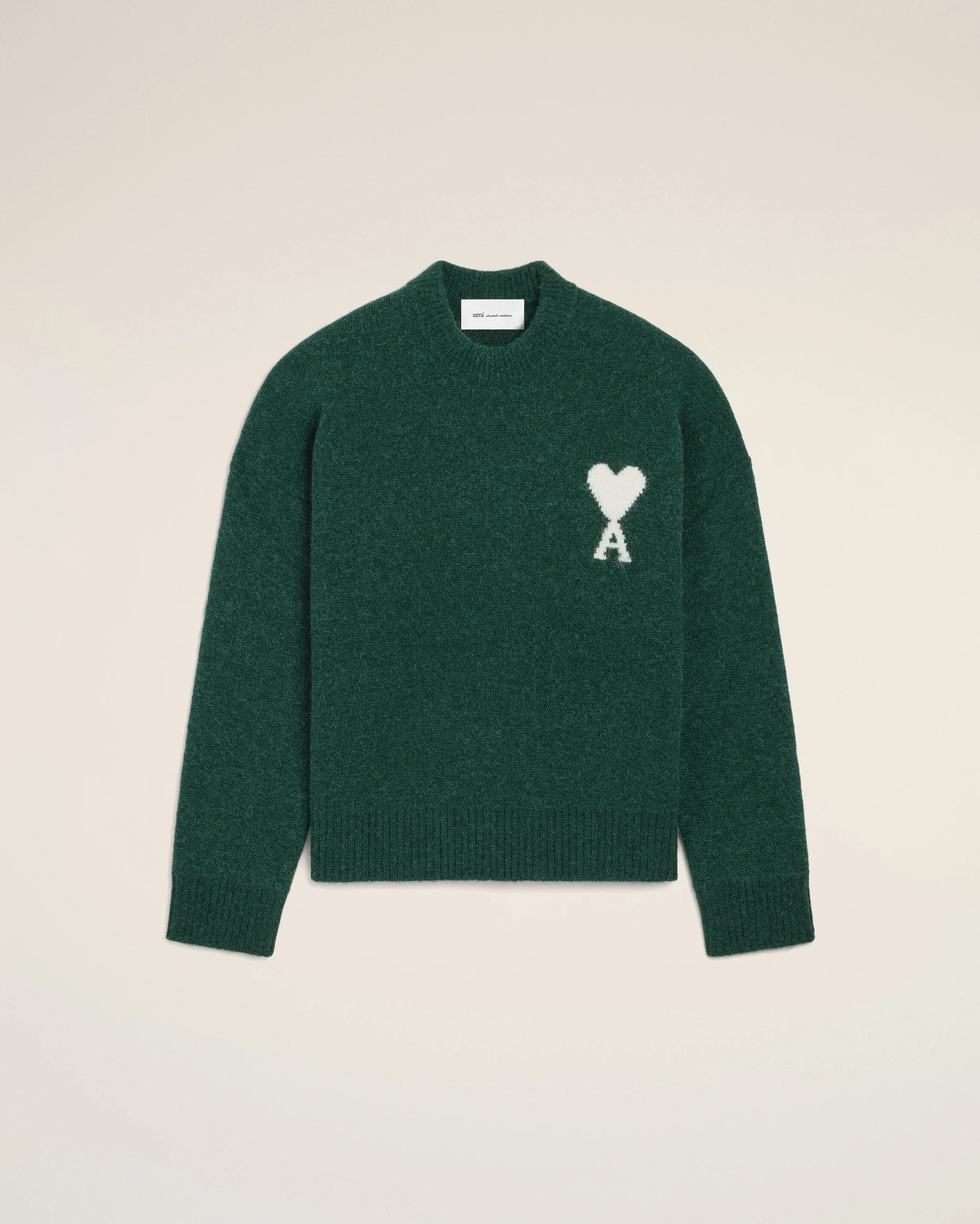 AMI - Pull Ami de coeur en Alpaga Vert Bouteille