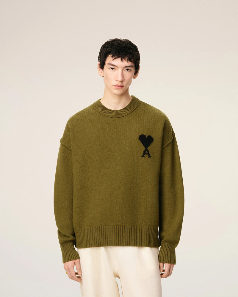 AMI - Pull Ami de Coeur Bronze/Noir