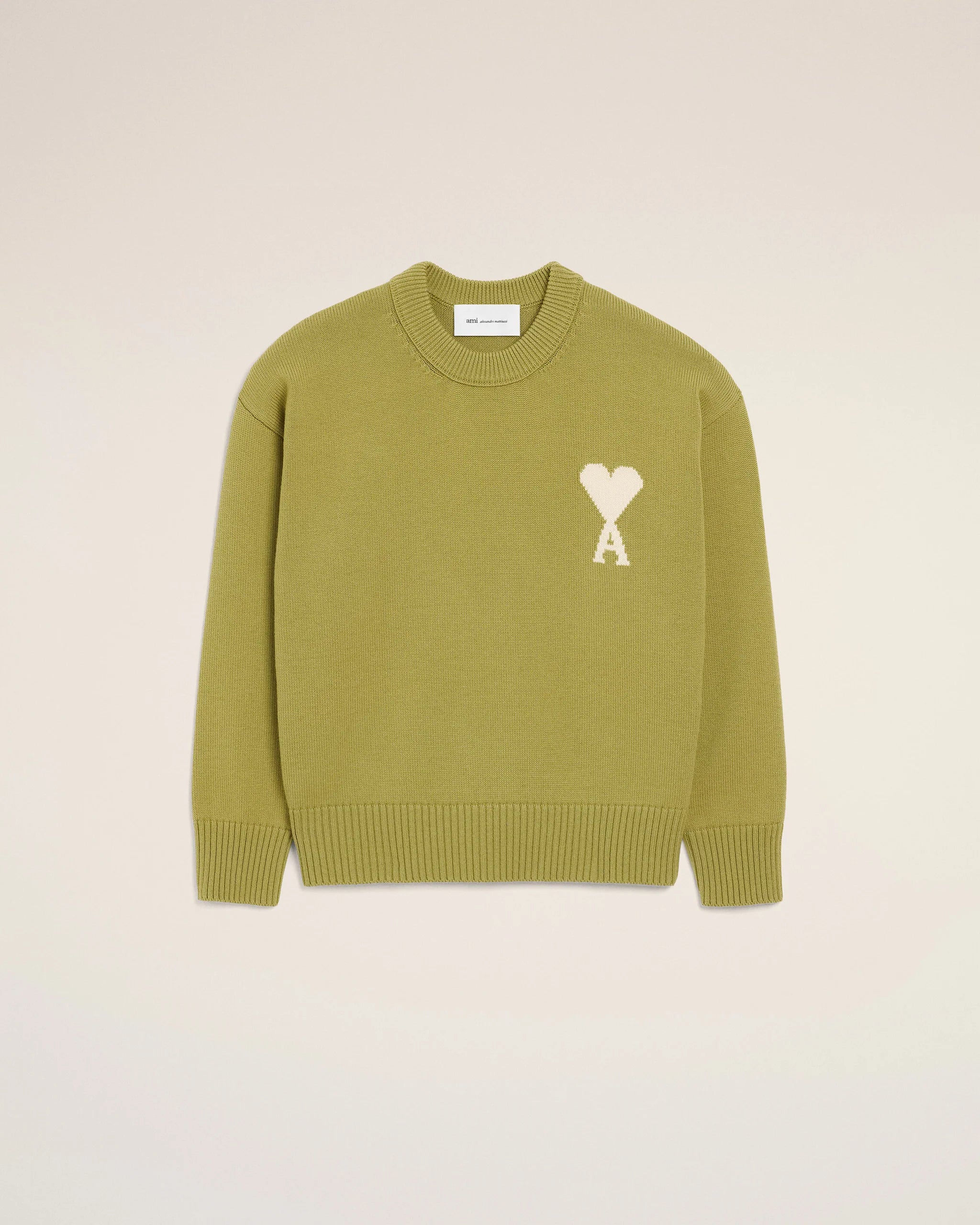 AMI - Pull col rond Ami de coeur Matcha