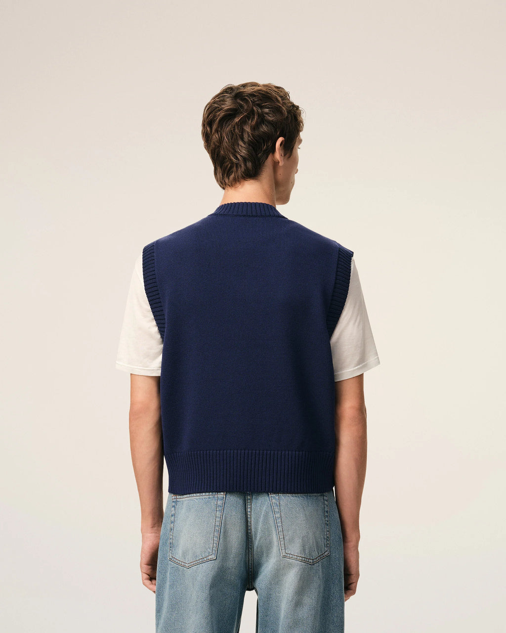 AMI - Pull sans Manches Ami de coeur Bleu Encre