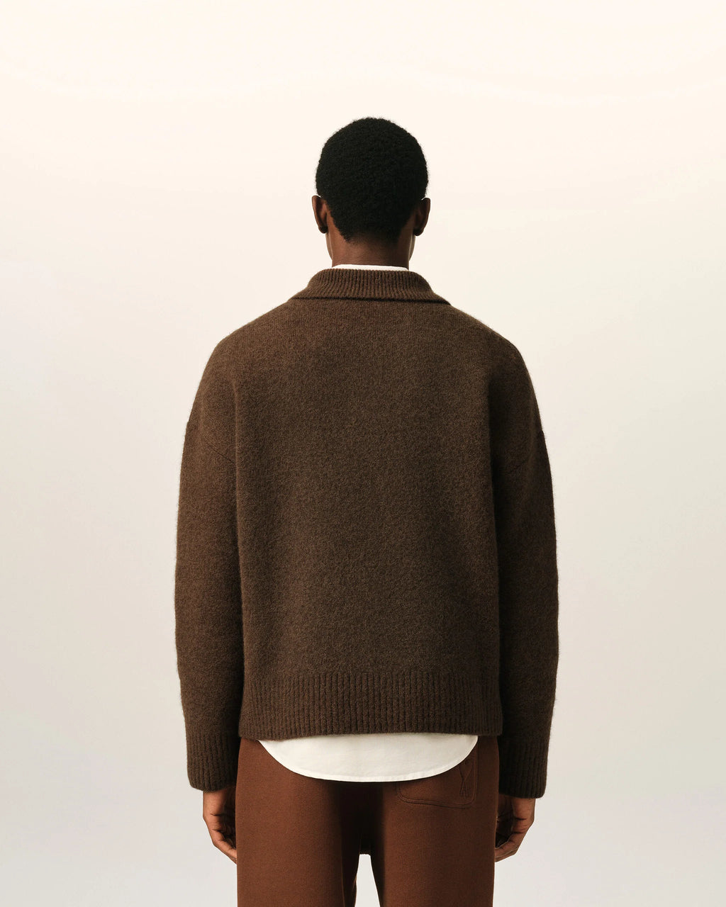 AMI - Polo en Algaga Ami de Coeur Marron Chocolat