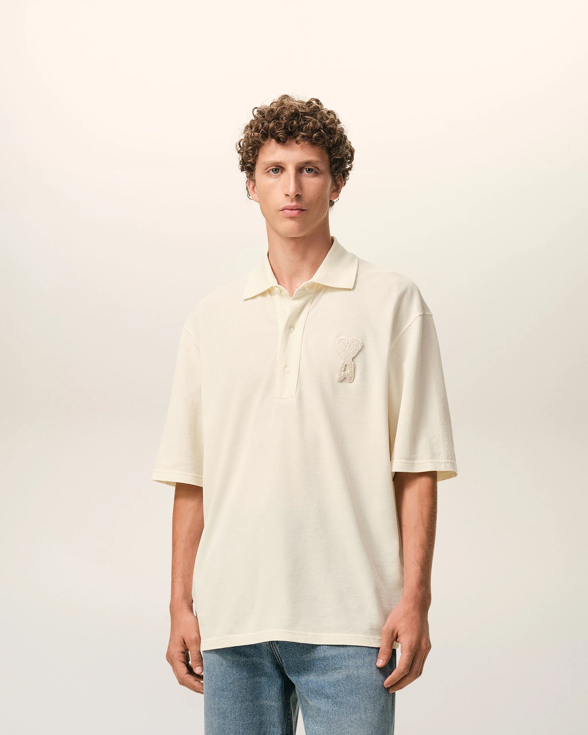 AMI - Polo Ami de coeur en crochet Blanc