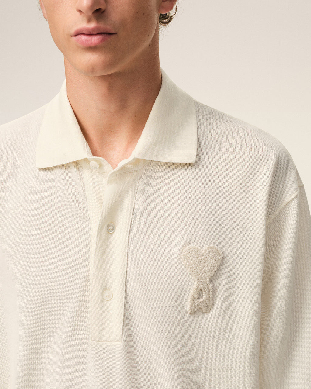 AMI - Polo Ami de coeur en crochet Blanc