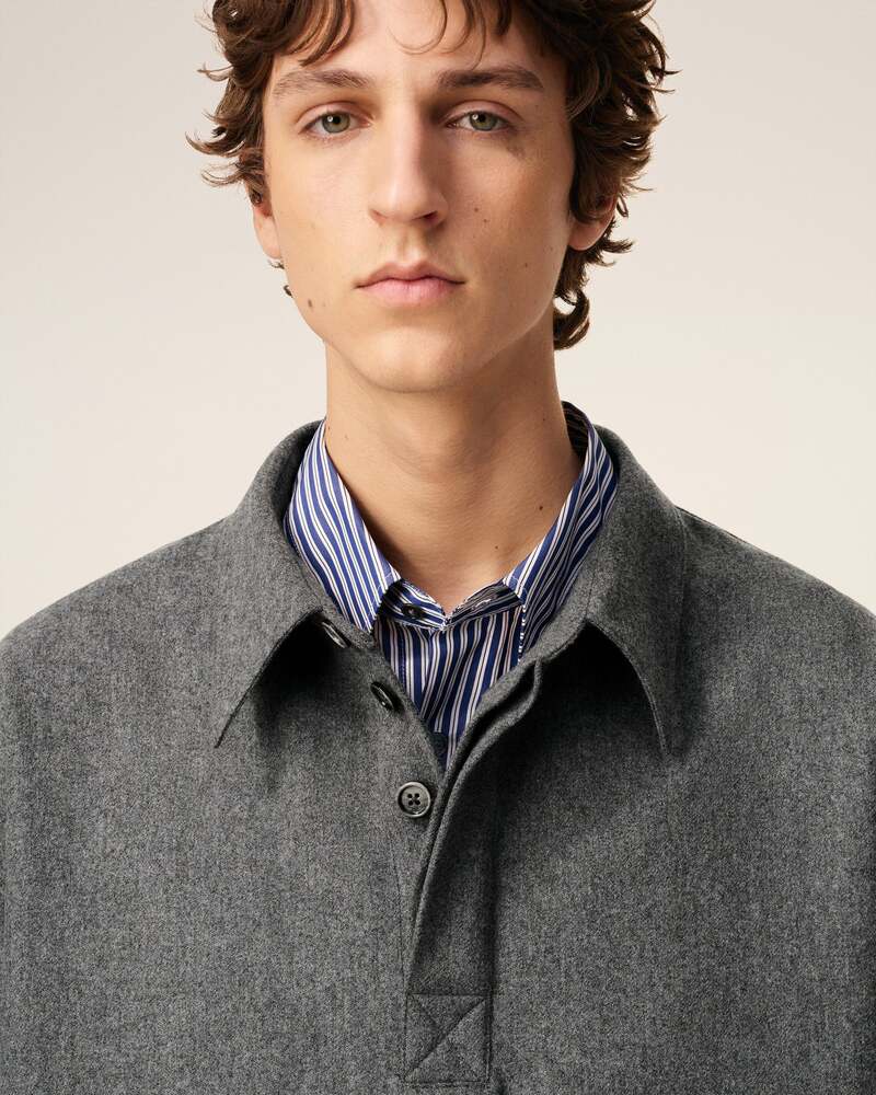 AMI - Chemise polo en Laine gris