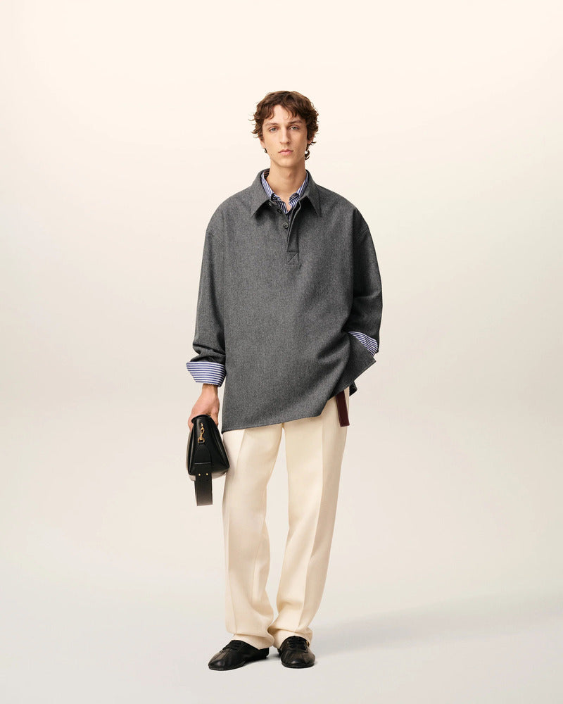 AMI - Chemise polo en Laine gris