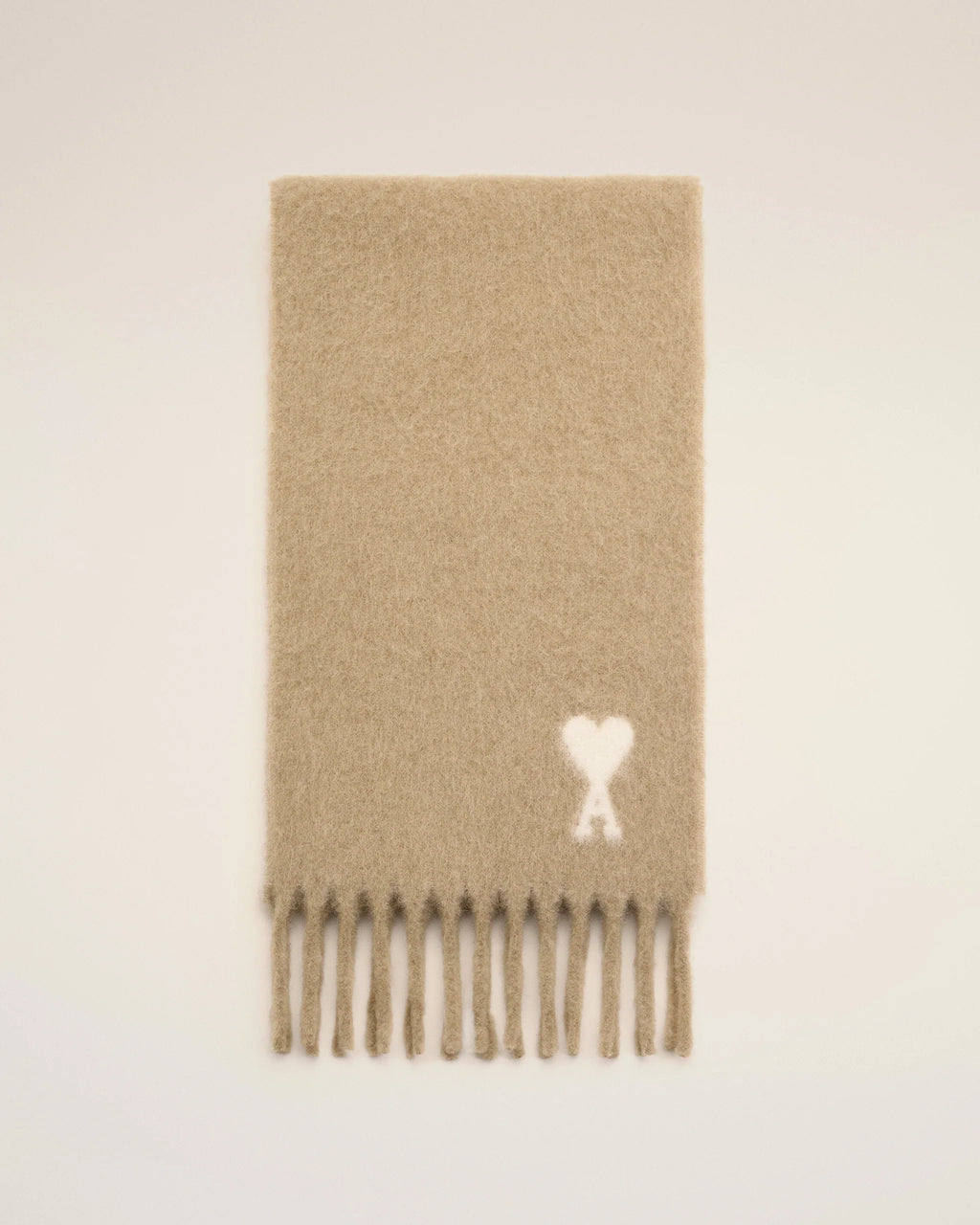 AMI - Echarpe Ami de Coeur Alpaga Beige Mastic
