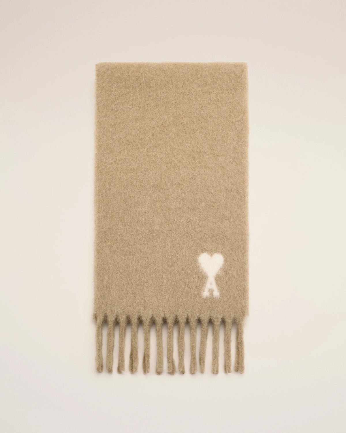 AMI - Echarpe Ami de Coeur Alpaga Beige Mastic
