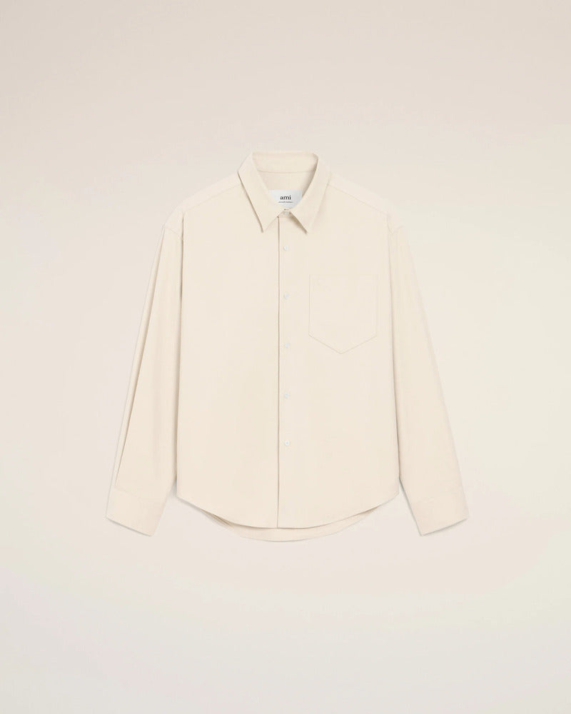 AMI - Chemise Boxy embossé Ami de coeur Ivoire Clair