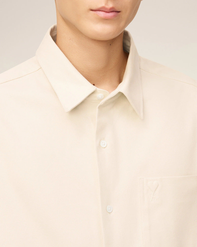 AMI - Chemise Boxy embossé Ami de coeur Ivoire Clair