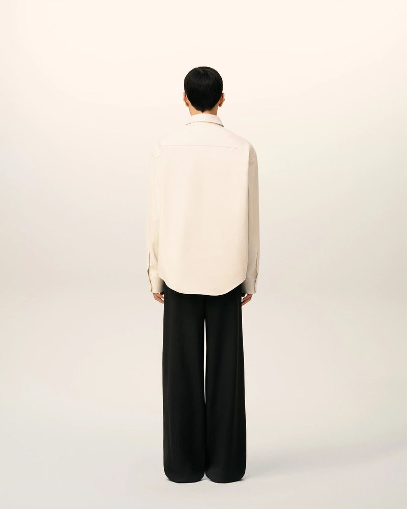 AMI - Chemise Boxy embossé Ami de coeur Ivoire Clair