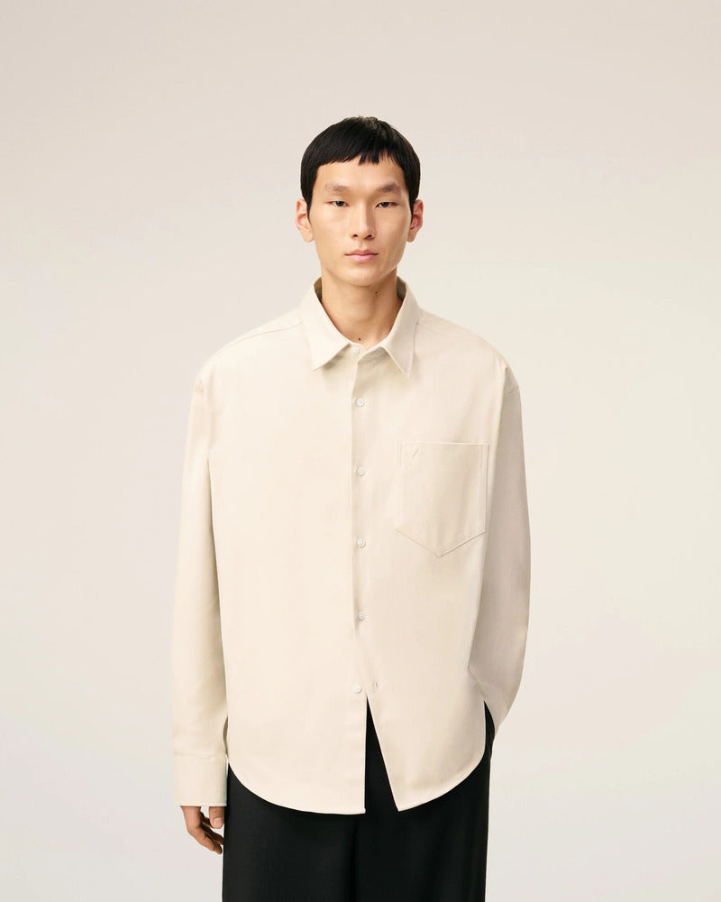 AMI - Chemise Boxy embossé Ami de coeur Ivoire Clair