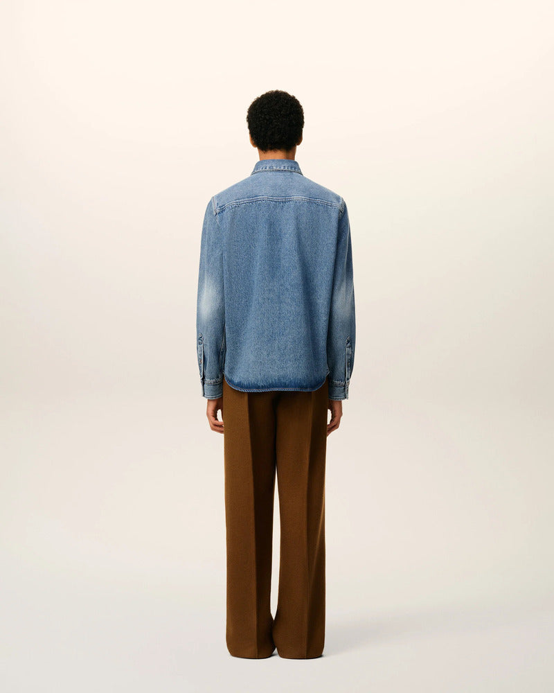 AMI - Chemise Ami de coeur en Denim Bleu usé