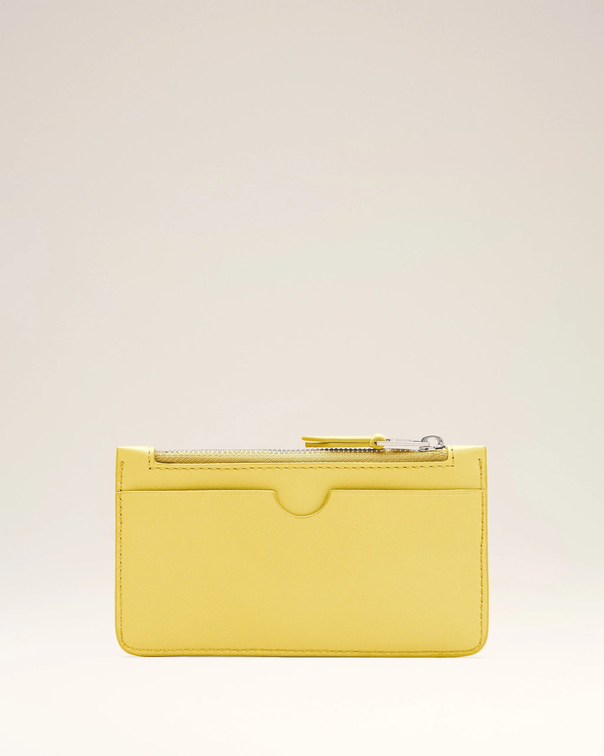 AMI - Porte-cartes zippé Ami de coeur Jaune Pastel