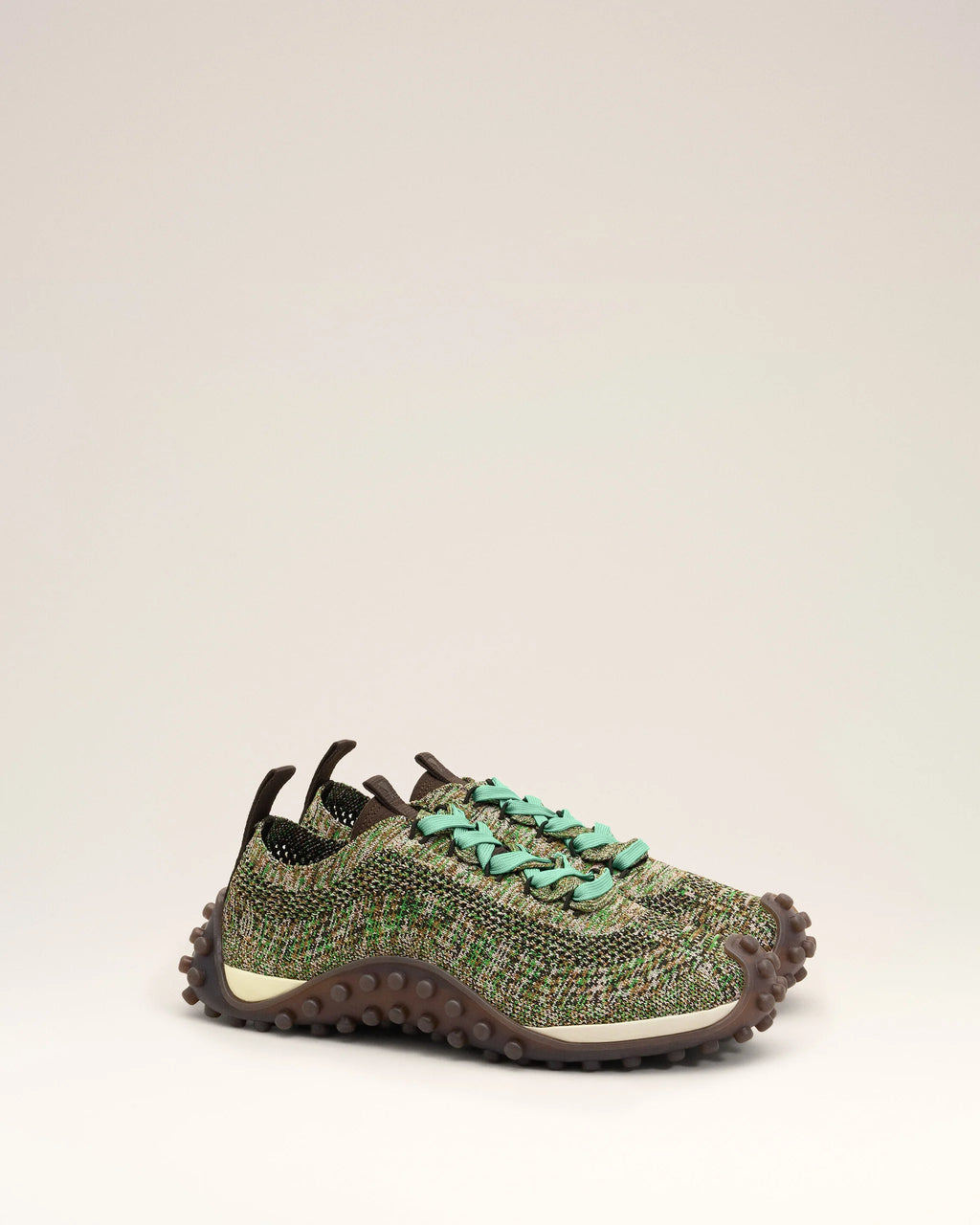 AMI - Sneakers Mirage Chiné Marron Chocolat / Vert