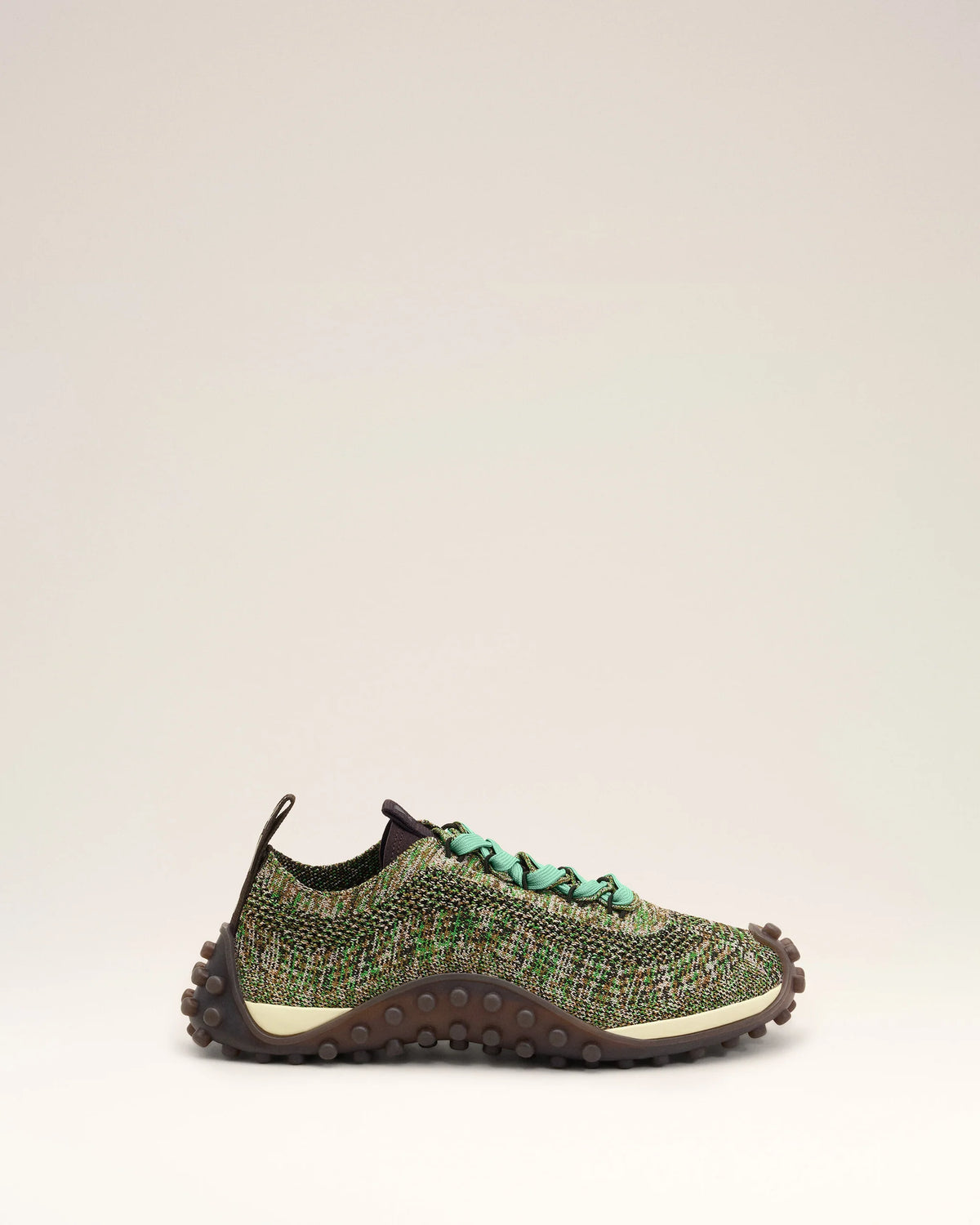 AMI - Sneakers Mirage Chiné Marron Chocolat / Vert