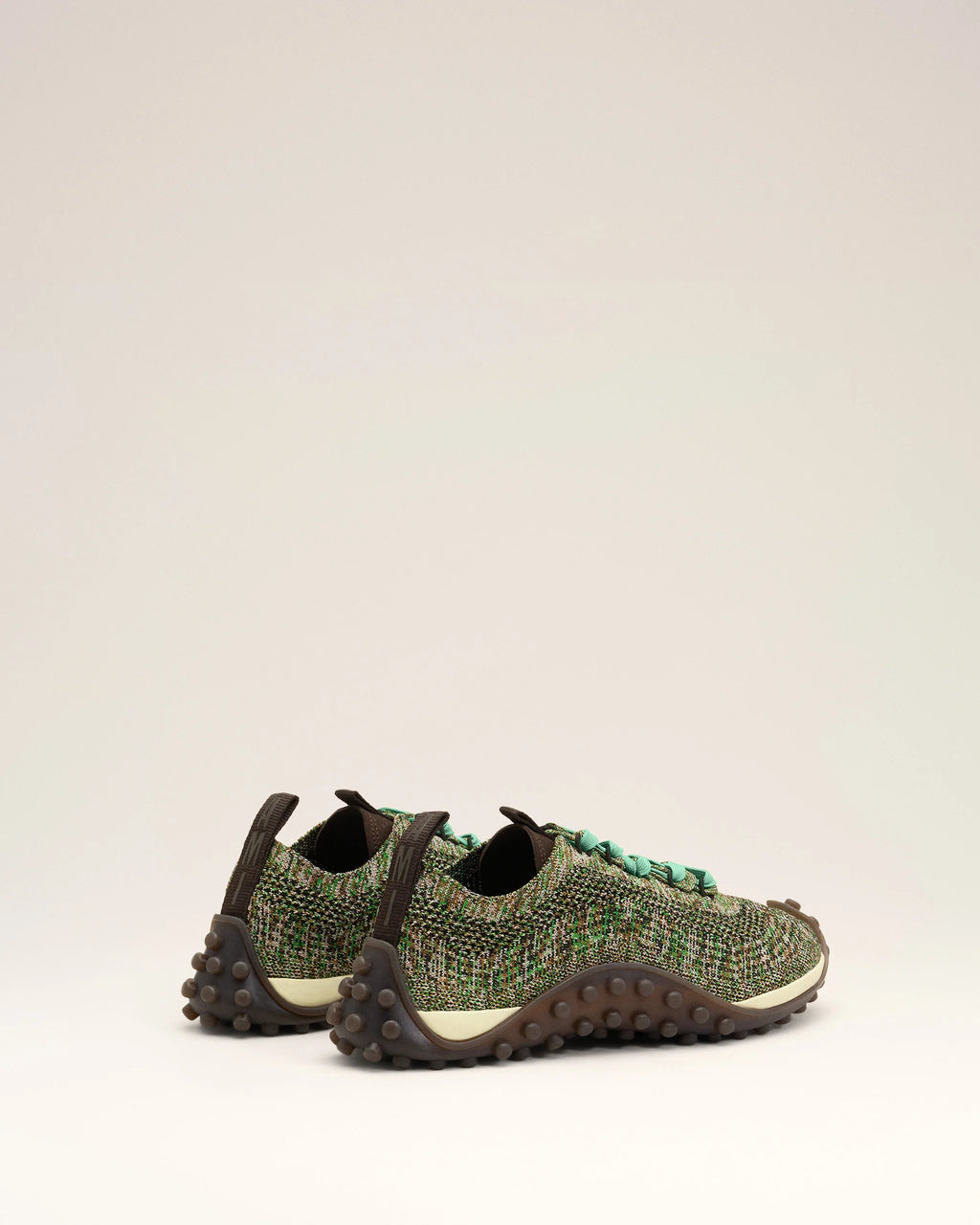 AMI - Sneakers Mirage Chiné Marron Chocolat / Vert