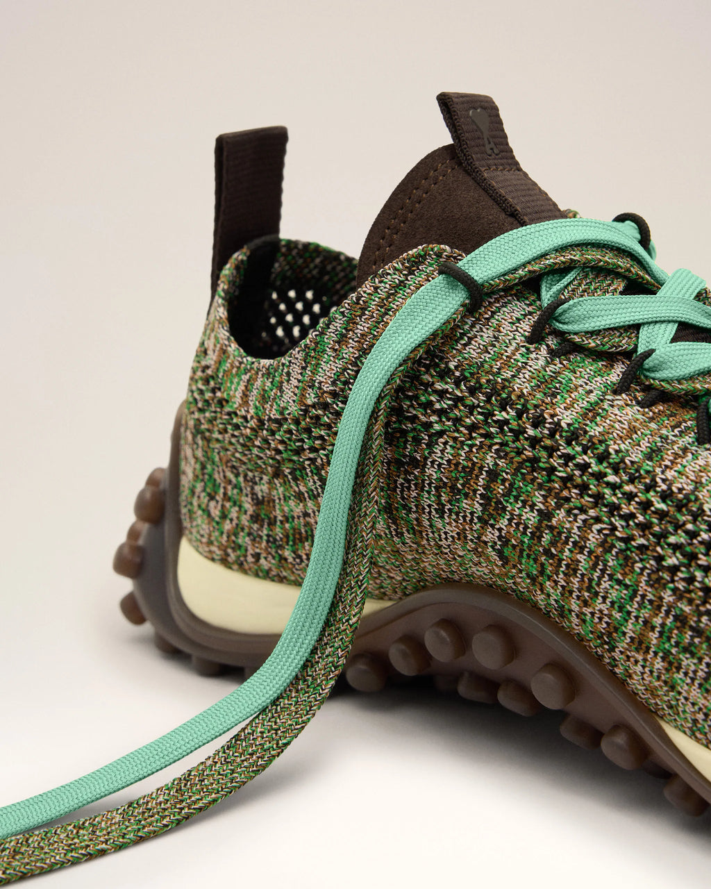 AMI - Sneakers Mirage Chiné Marron Chocolat / Vert