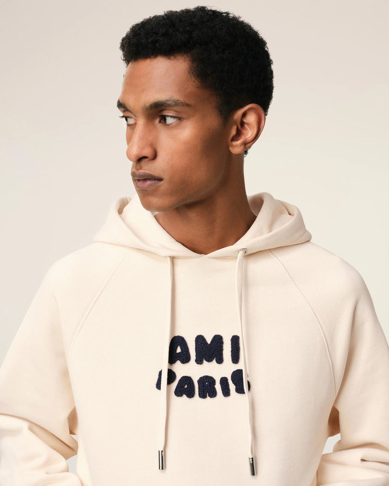 AMI - Hoodie patch Ami Paris Blanc Crème