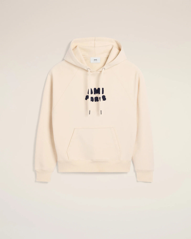 AMI - Hoodie patch Ami Paris Blanc Crème