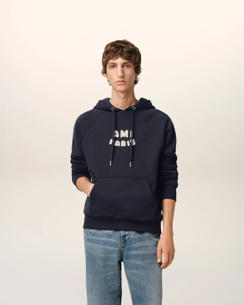 AMI - Hoodie patch Ami Paris Bleu Marine