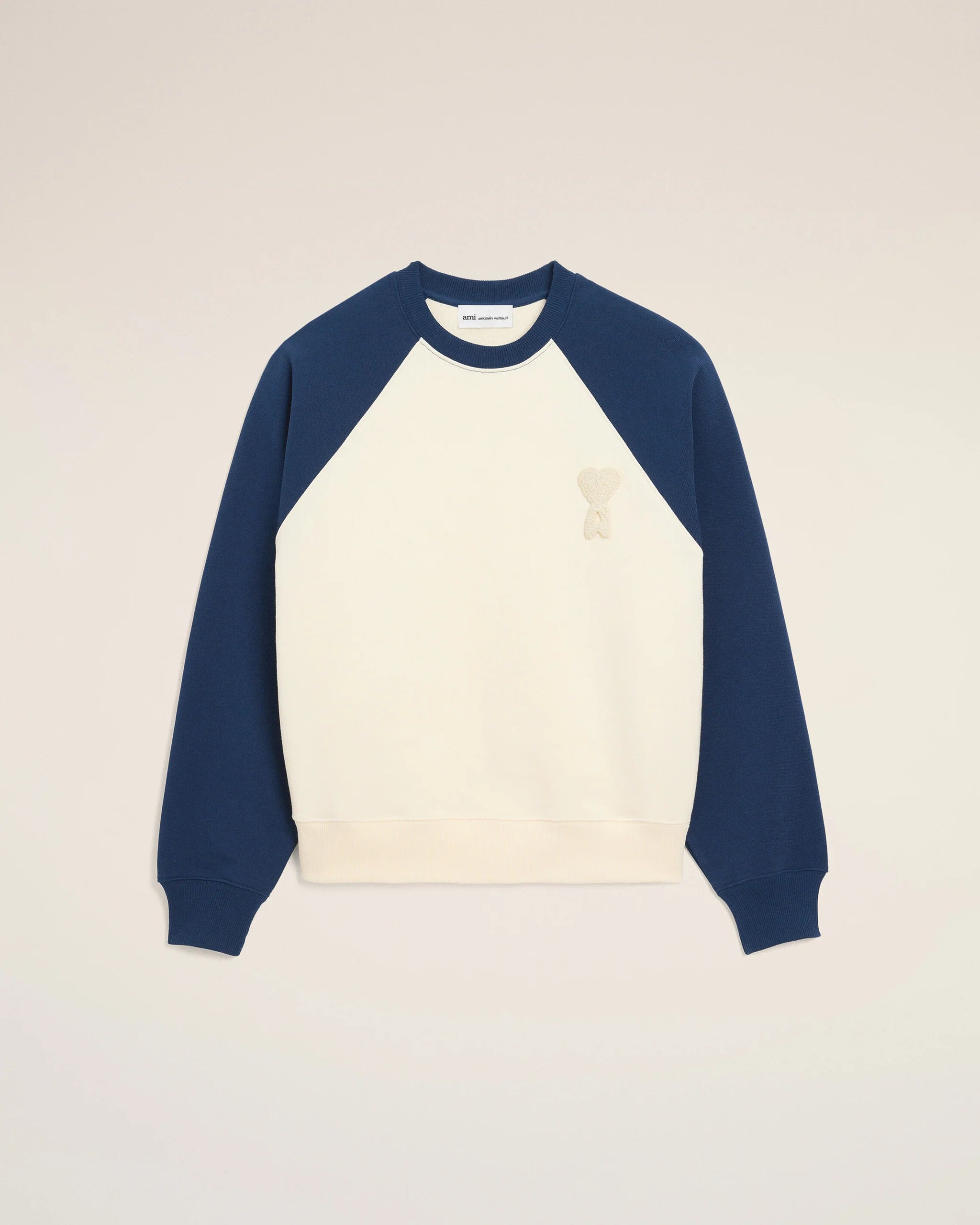 AMI - Sweatshirt Ami de coeur en crochet Blanc et Bleu