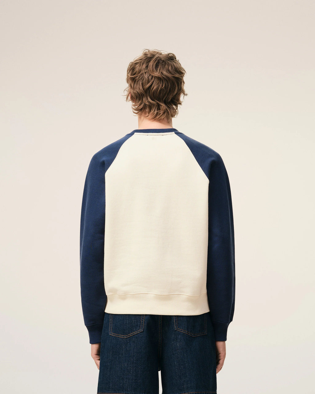 AMI - Sweatshirt Ami de coeur en crochet Blanc et Bleu