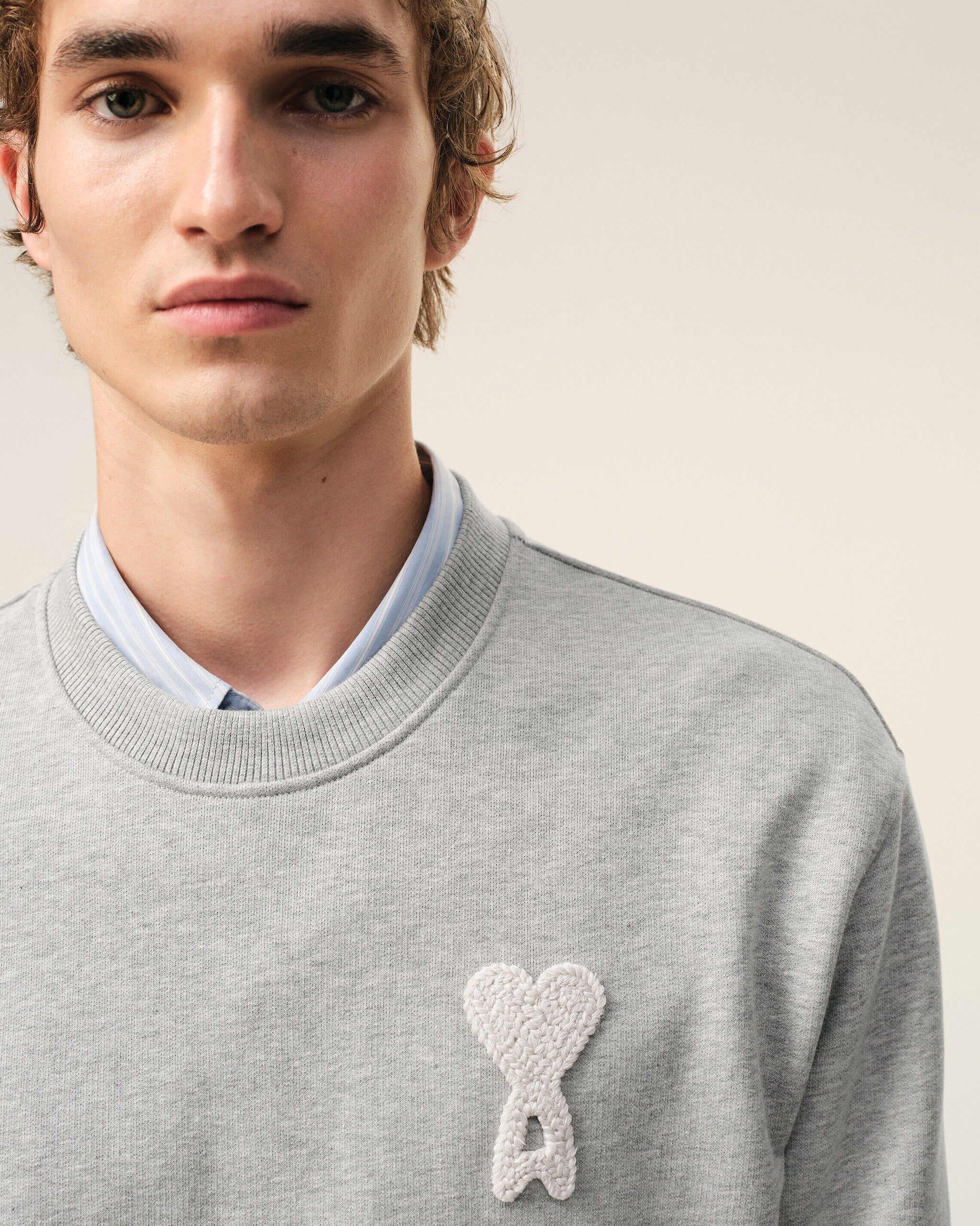 AMI - Sweatshirt Ami de Coeur Crochet Gris