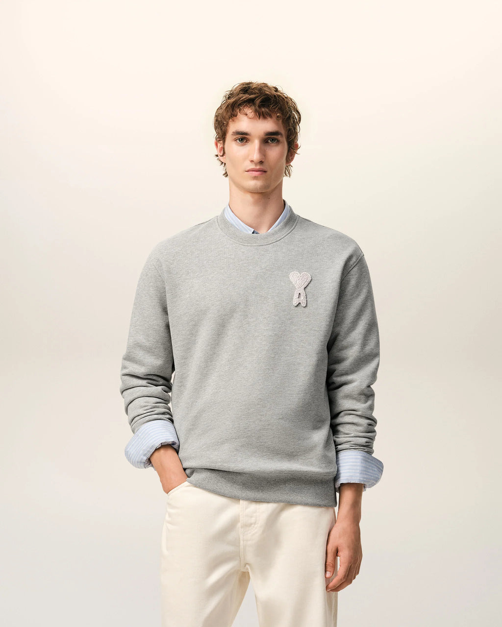 AMI - Sweatshirt Ami de Coeur Crochet Gris
